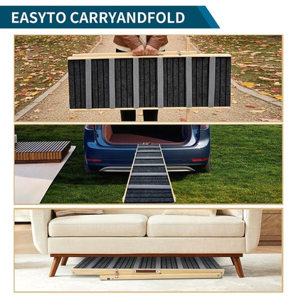 Adjustable Dog Ramp for Couch & Sofa – Solid Wood Pet Steps with 6